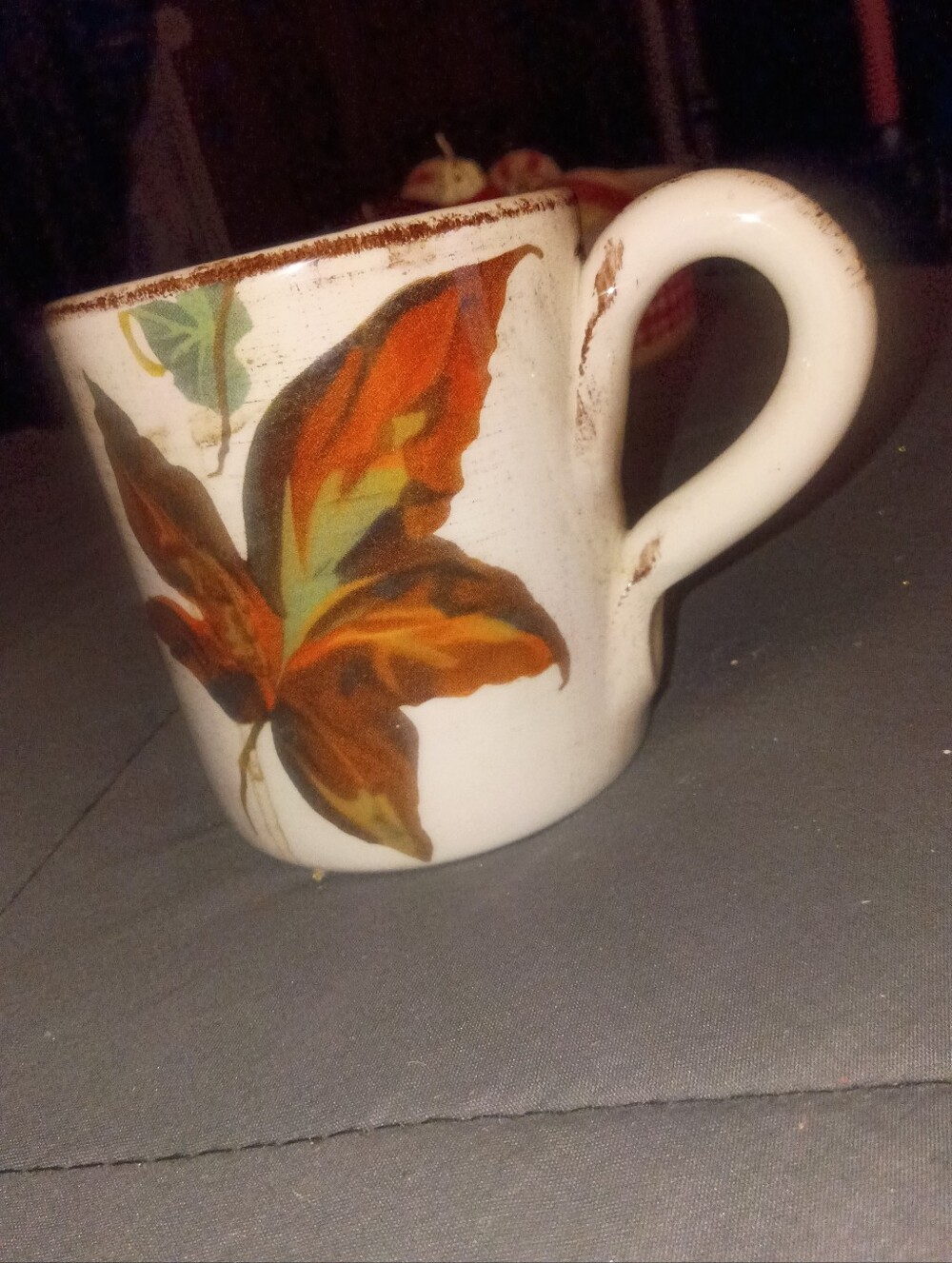 Made In Italy Hand-Painted Autumn Leaf Ceramic Mug